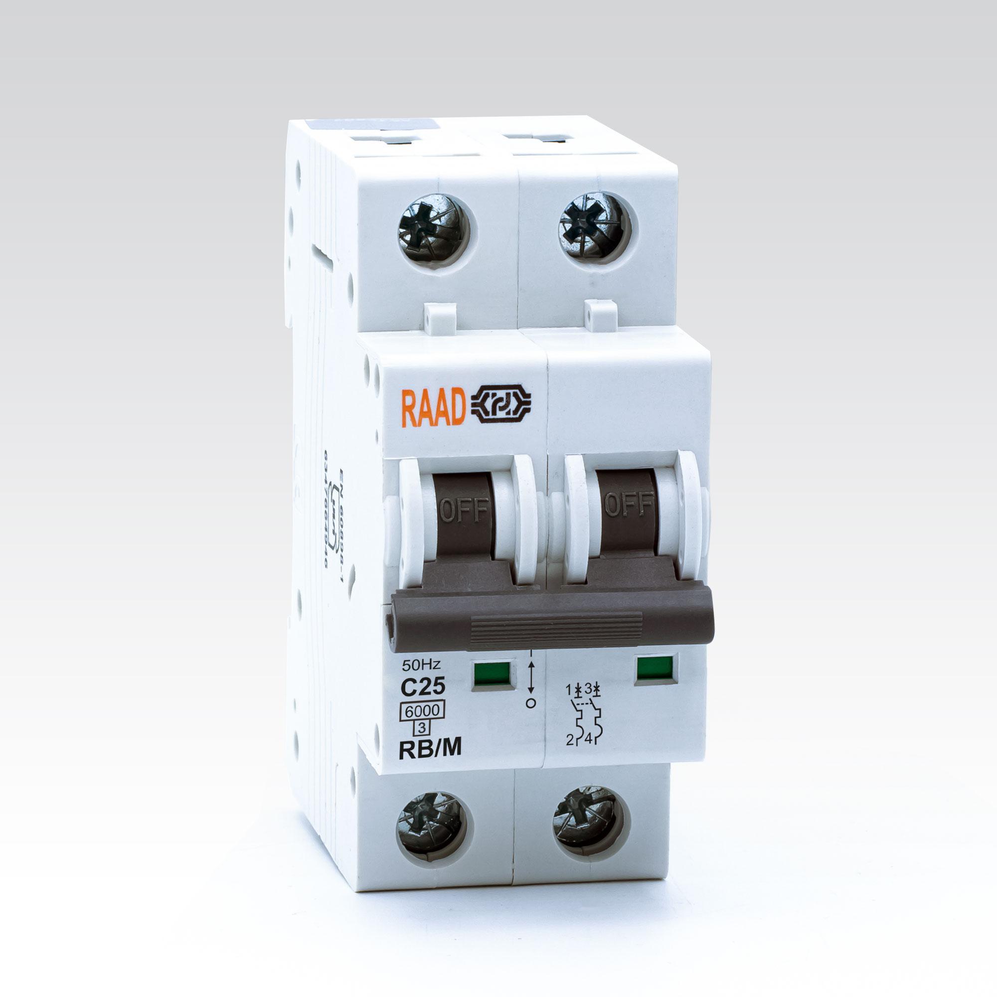 کلید مینیاتوری 2 پل 25 آمپر | 6 کیلوآمپر | AC | تیپ C کلید مینیاتوری 2 پل 25 آمپر | 6 کیلوآمپر | AC | تیپ C رعد الکتریک - Image 1