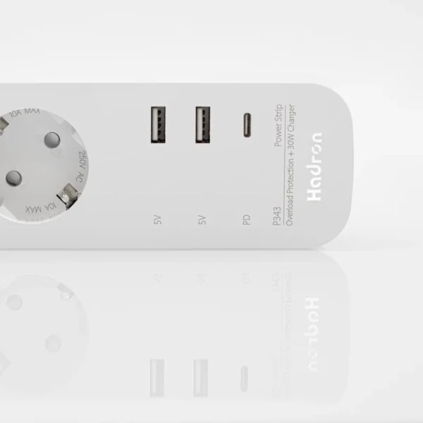 چندراهی برق (Power Strip) هادرون مدل P343 مجهز به شارژر 30 وات type_c  و USB - Image 2