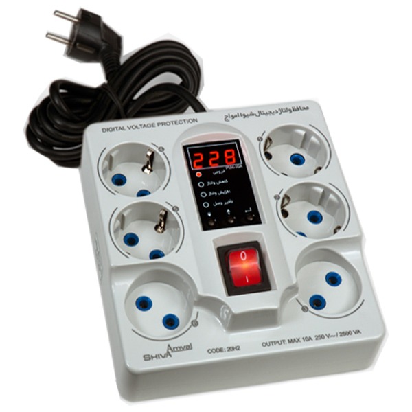 محافظ-ولتاژ محافظ ولتاژ ۶ پریز دیجیتال PVH-10A - 20H2 شیوا امواج - Image 1